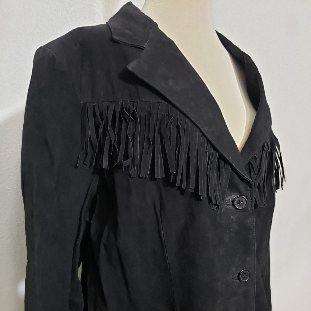 Denim & Co. Leather Fringe Jacket